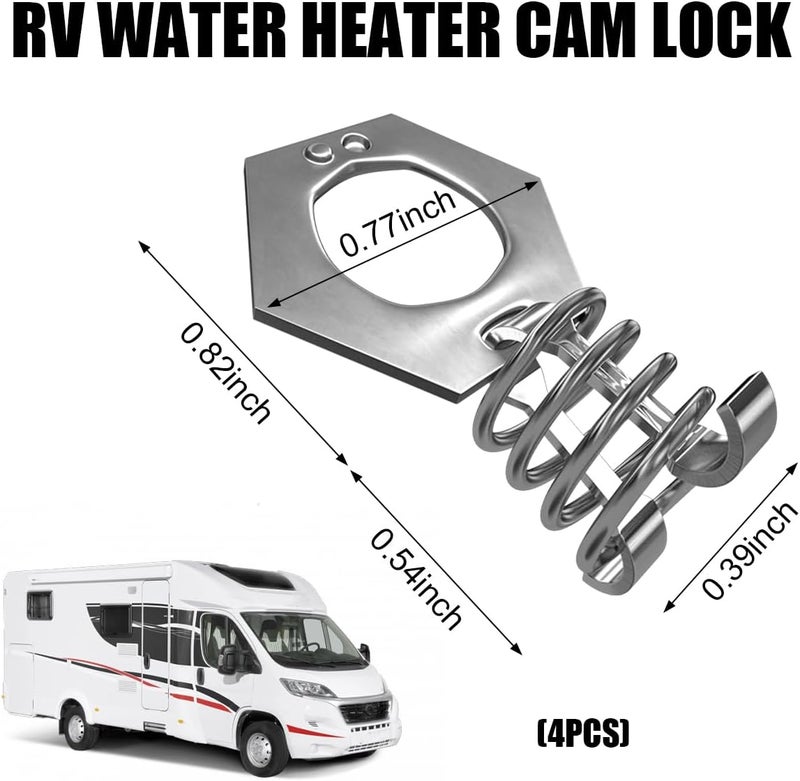 Yourkar 4 PCS RV Water Heater Cam Lock, Stainless Steel RV Water Heater Door Latch Fastener with Hook, Latch Twist Assembly Replacement for RV Hot Water Heater Door, Car Accessories - Image 2